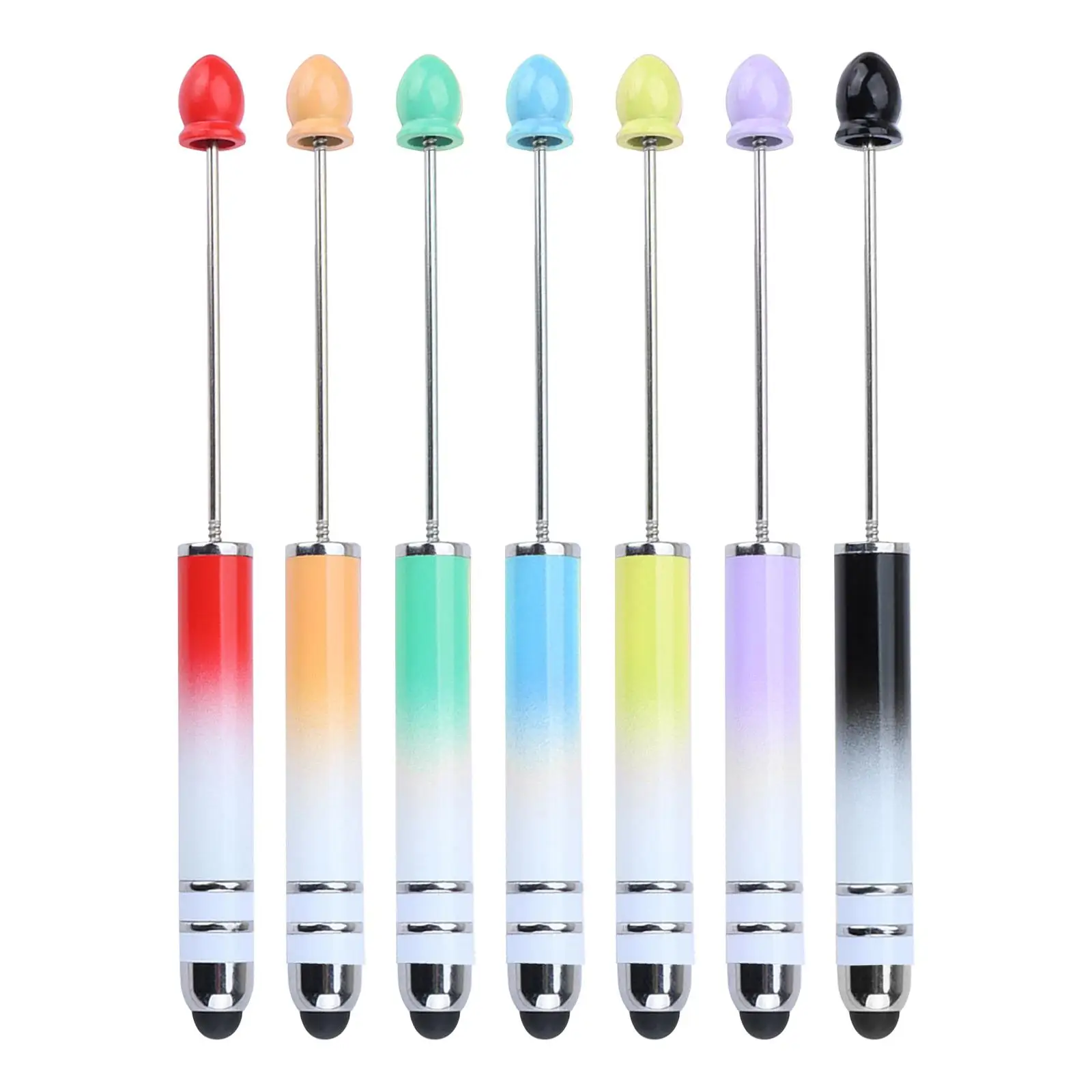 7 Pieces DIY Beadable Pens Kits 1.0mm Black Ink Stationery Ball Pen Rollerball Pen for Office Gift Drawing Exam Spare Journaling