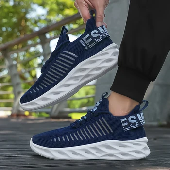 أحذية رياضية شبكية خفيفة الوزن للغاية للرجال قابلة للتنفس، قماش سريع الجفاف، تصميم أنيق مجوف، أحذية رياضية عصرية كاجوال للصيف 5