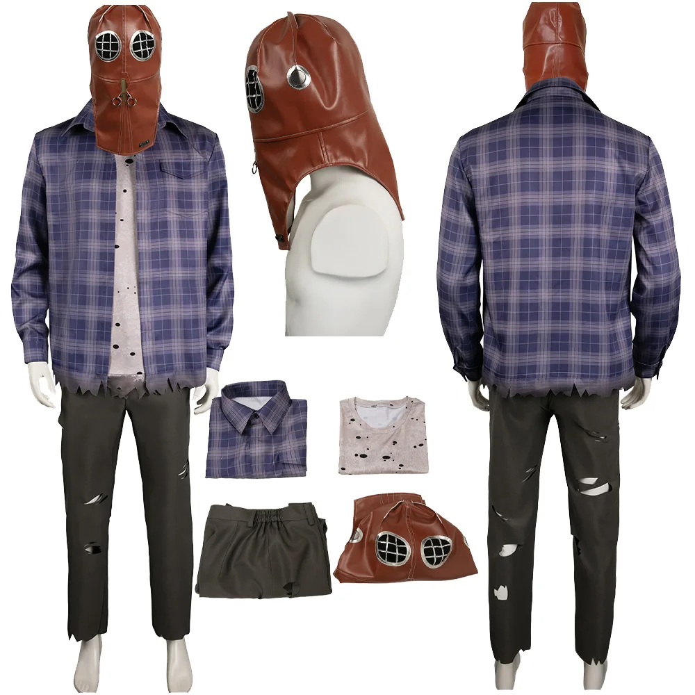 

Male Johnny Cosplay Plaid Shirt Mask Costume Movie In A Violent Cosplay Nature T-Shirt Pants for Men Outfit Halloween Party Suit