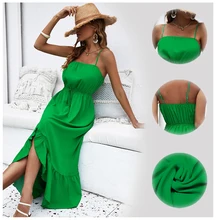  KEBY ZJ Women Backless Maxi Dresses 2022 Summer Slip Sleeveless A-Line Casual Party Concise Female Green Dress Elegant Vestidos 