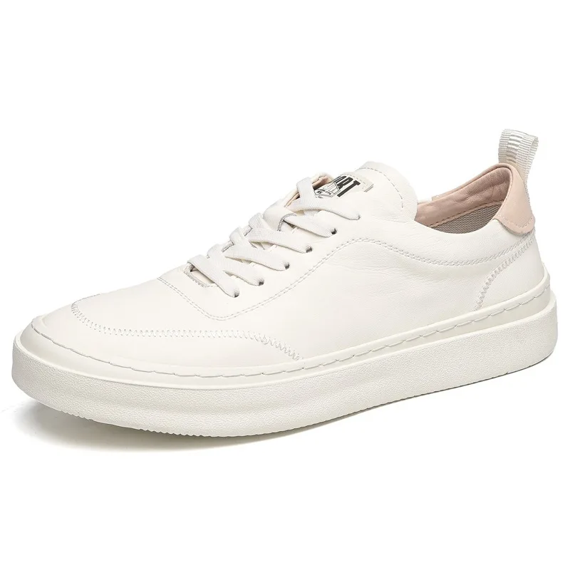 

2022 Genuine Leather Mens Casual Shoes Cool Young Man Street Style Cow Leather Male Footwear Black White Shoes New Fashion Casua