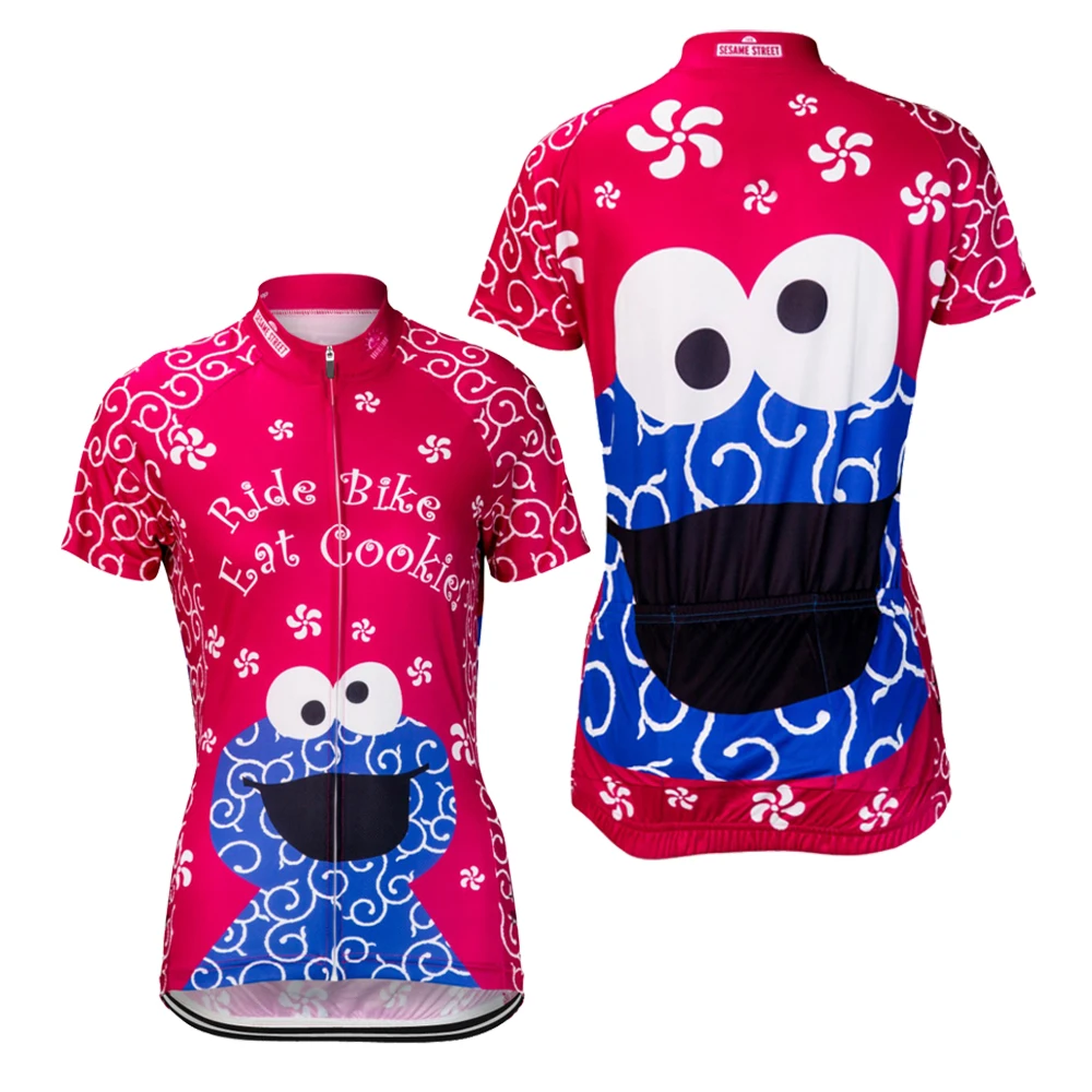 Women Cartoon Cycling Jersey Funny Breathable Short Sleeve Bike Wear Jersey Cycling Clothing Maillot Outdoor Cajastur