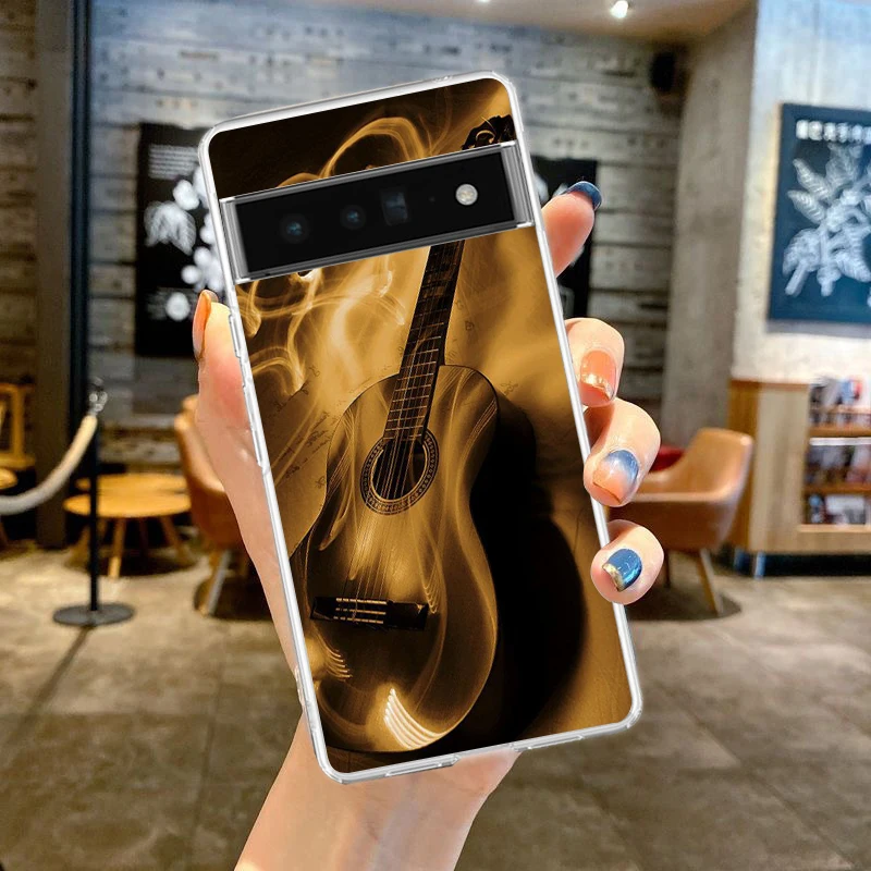 Guitar Music Art Shockproof Transparent Phone Case Cover
