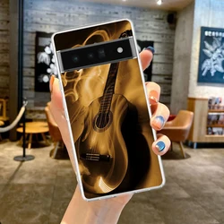 Guitar Music Art Shockproof Transparent Phone Case Cover for Pixel  4XL (B1)