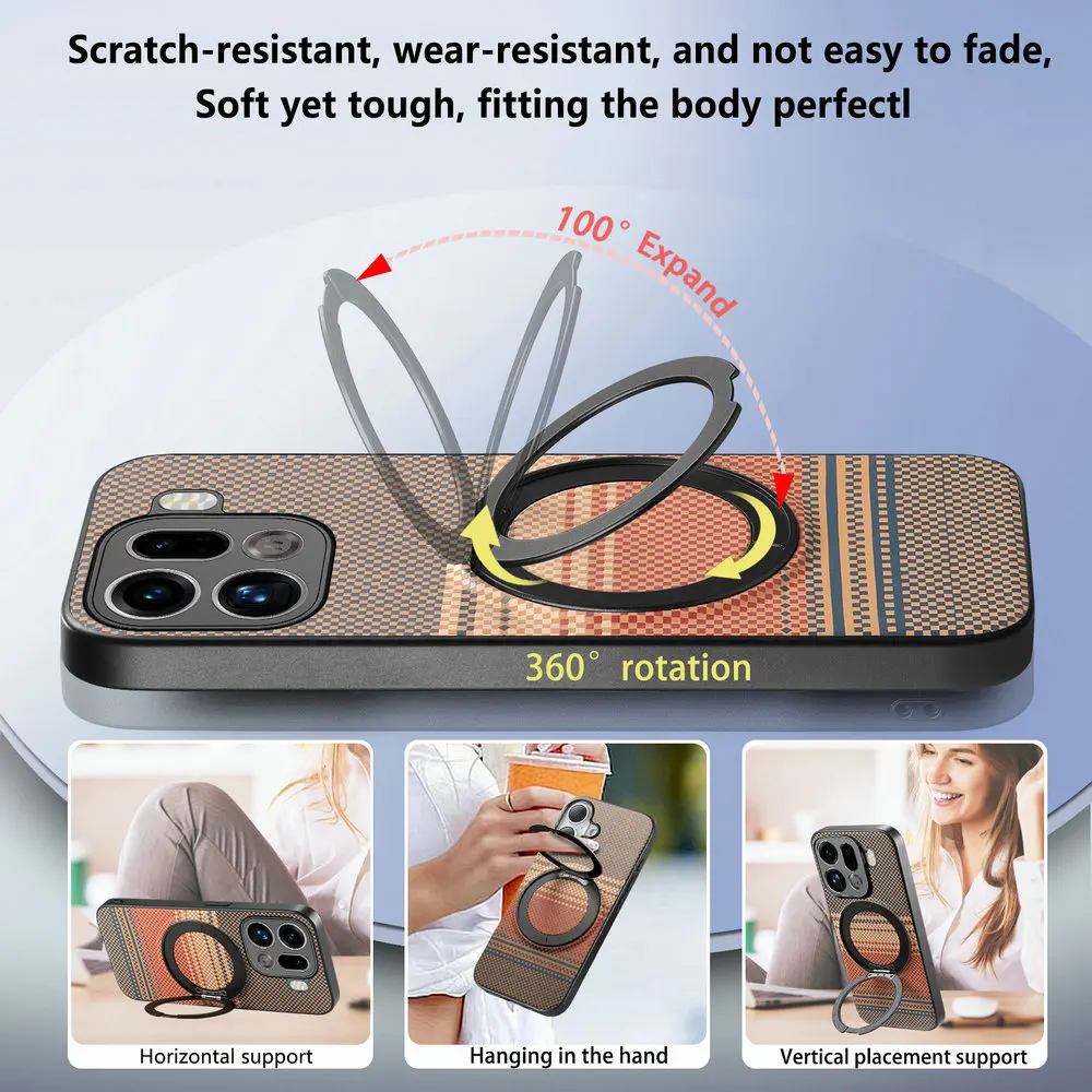Luxury Leather Back Case with Metal Ring Magnet