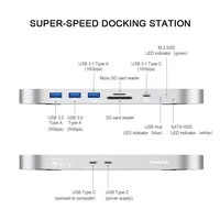 Qwiizlab USB C Hub for Mac Mini M2 M1 with Dual Drive Enclosure SATA NVMe M.2 SSD Type-C 10Gbps SD TF Card Reader Docking Staion - Image 3