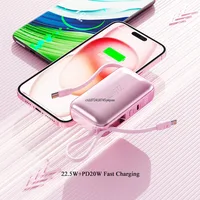 Mini batterie externe 10000mAh 22.5W PD20W, charge rapide bidirectionnelle, chargeur Portable, batterie externe, câbles intégrés, nouveau 4