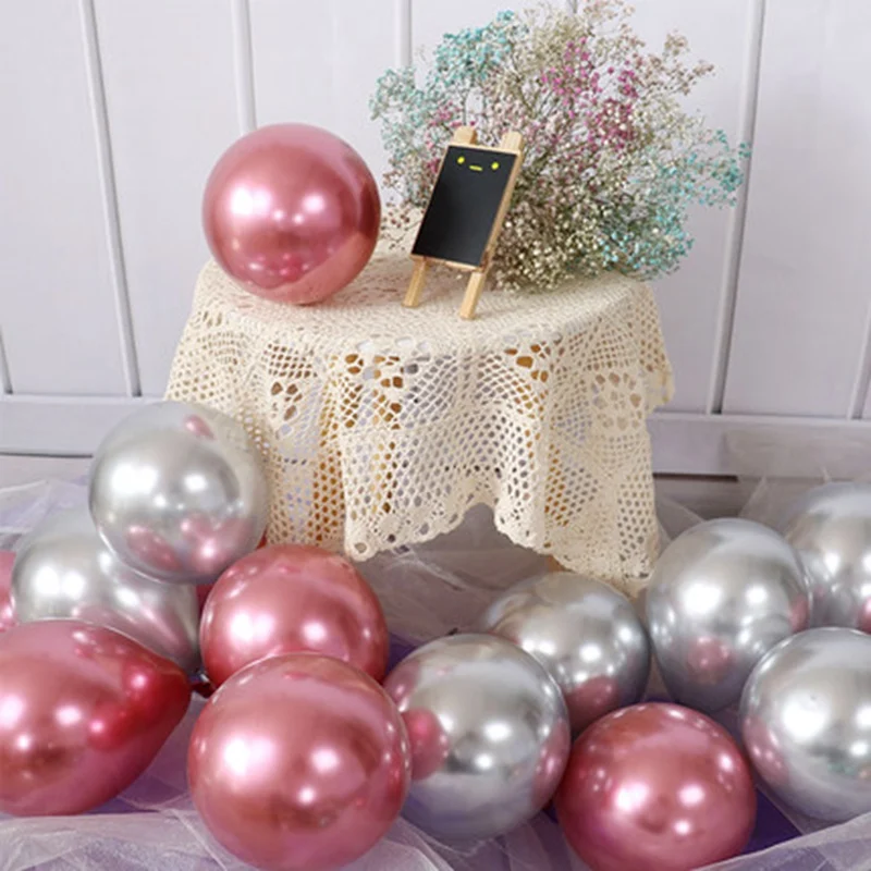 100~10Pcs 5inch Chrome Metallic Latex Balloons Wedding Baby Birthday Party Decoration Small Size Gold Silver Metal Balloons