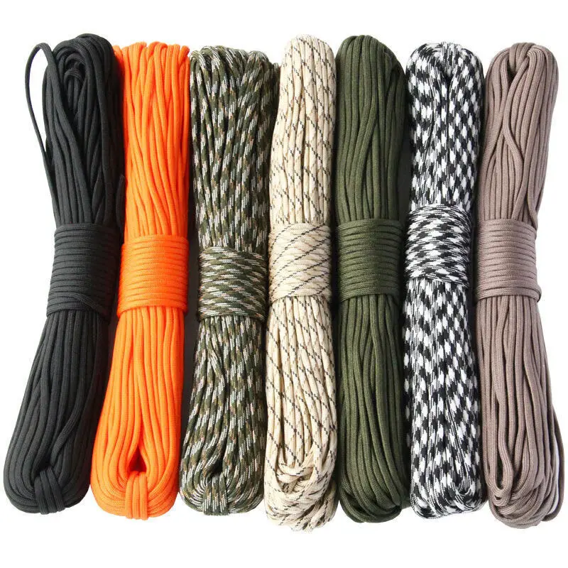 This 9-Core 650lb Paracord is a durable and versatile rope designed for outdoor, tactical, and DIY applications. Made with nine inner strands, it offers exceptional strength and flexibility, handling up to 650 pounds of tension. The 4mm diameter provides 1