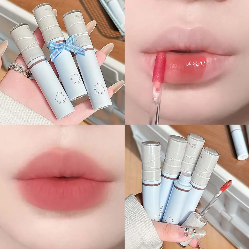 Reddish Brown Matte Gloss Moisturizer Hydrating Mirror Glossy Glaze Watery Lipstick Liquid Non-Stick Cup Lip Tint Makeup_voghion.com