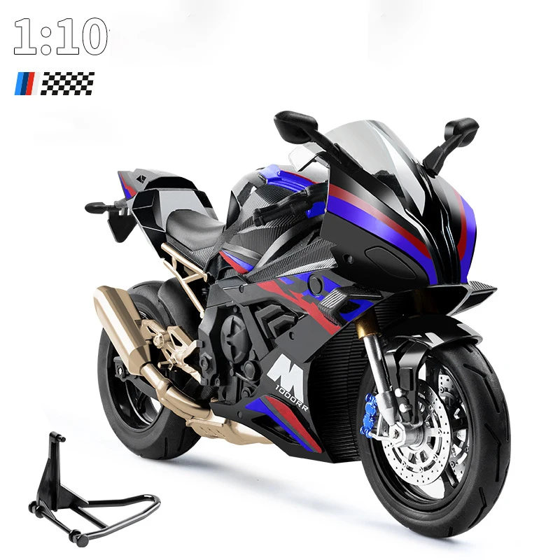 thumbnail image 1 of 1:10 BMW S1000RR Kawasaki H2R V4S Aleación de fundición a presión Modelo de motocicleta Vehículo de colección Sonido y luz Todoterreno Autociclo Juguetes Coche, 1 of 5