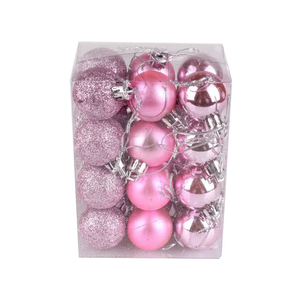thumbnail image 1 of 24 piezas hermosas de bolas de decoración navideña, piezas de repuesto para bolas navideñas, color rojo rosa, verde oscuro y rosa, 1 of 5