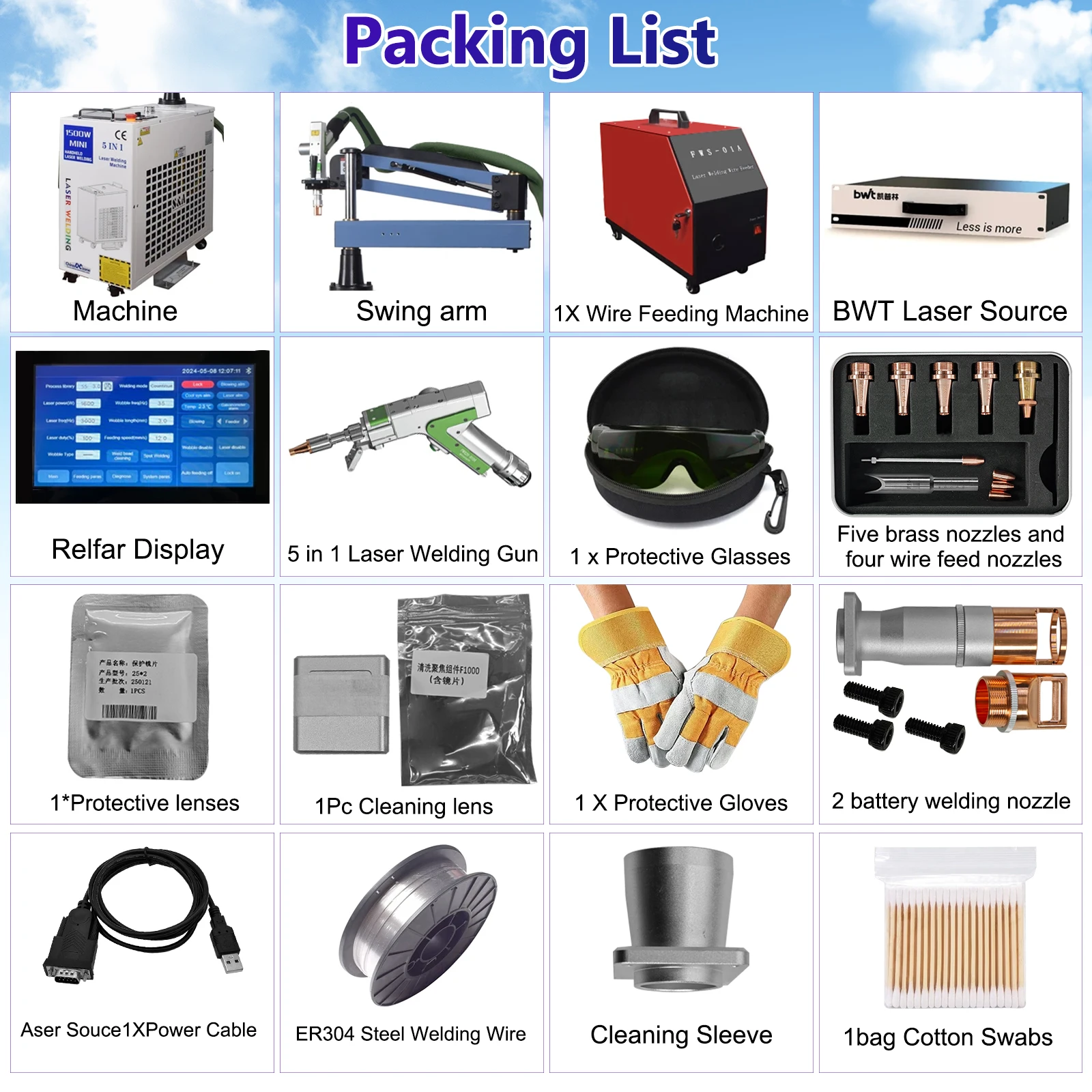 1500W 5-IN-1 Laser Welder Welding Machine Fiber Laser Industrial Battery Welding for Rust Remove Cutting Double pendulum