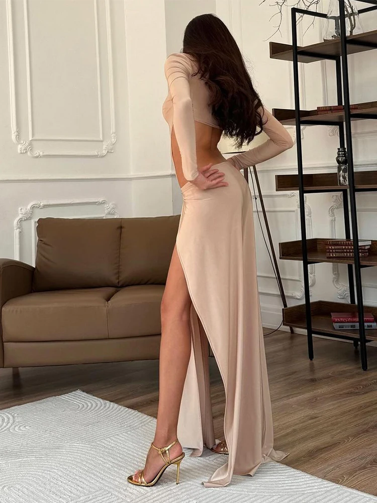 Nibber Sexy Irregular Hem 2 Piece Set Women Full Sleeve Backless tops+Skirt Chic Elegant Slim Classic High Stretch Club Outfits