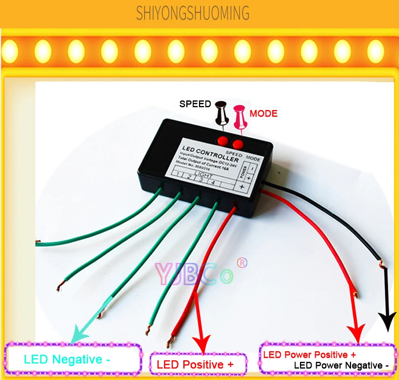 12V 24V 4CH 9CH Single color led strip light controller jump water burst flash horse sign luminous word exposed light box switch