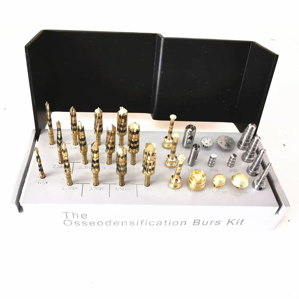 1Set The Osseodensification Dental Bur Drills Implant Kit with Bone Saw Disk Membrane Diamond Coated Bur Drills & Tissue Punch