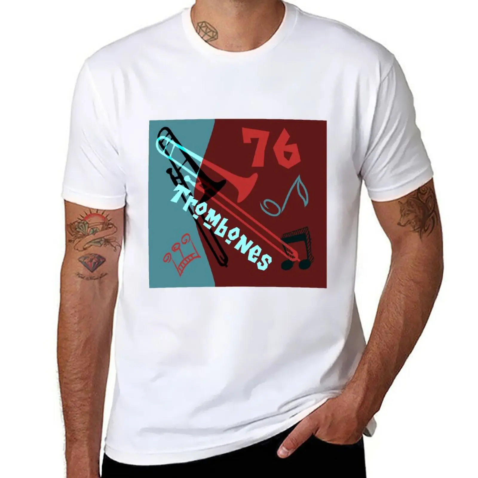 

76 Trombones T-Shirt sports fans korean fashion plain black t shirts men