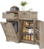 Can Cabinet with Drawers, Pull Out Trash Can, Hidden Trash Can Cabinet, Garbage Bin Cabinet, Kitchen Island with Trash Can Stora 1