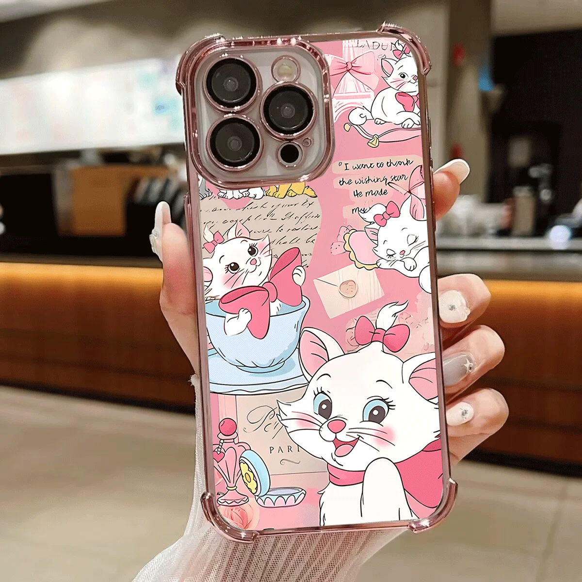 Cute Mary Cat Plating Clear Phone Case Cover