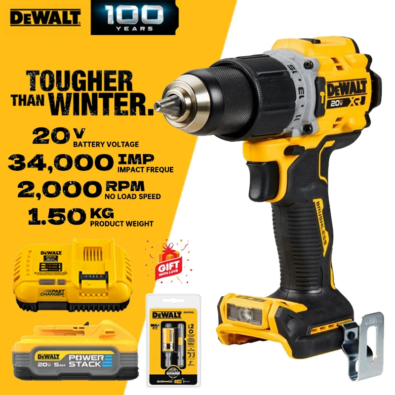 Dewalt Dcd805 Kit Trapano A Percussione/Driver Con Batteria Al Litio Da 20V Trapano A Percussione Senza Spazzole Senza Fili Utensile Elettrico Dcb1104