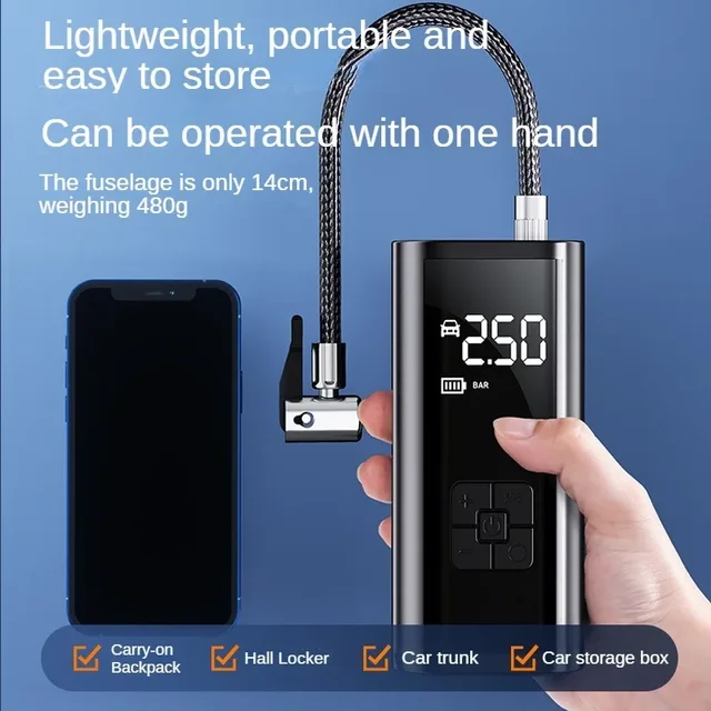 EAFC Portable Rechargeable Tire Inflator – Digital Electric Air Compressor for Cars, Bicycles, and Sports Balls 5