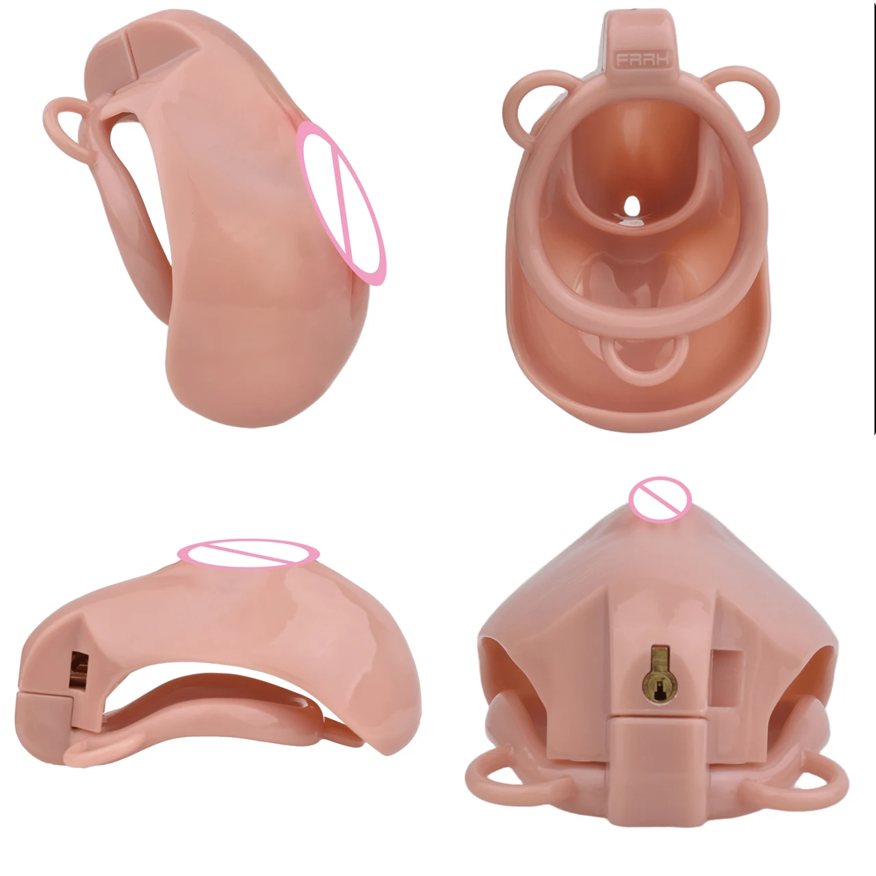 FRRK Sissies Resin Full Cover Chastity Cage Clitoris Pussy Hole Curve Lock Cock Elastic Adjustable Belt BDSM Sex Toys Femboys 18