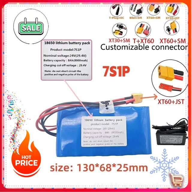 Convient pour scooters, jouets et vélos rechargeables 29,4, avec BMS intégré, batterie lithium-ion 24V 7S1P 8000mAh 18650. 1