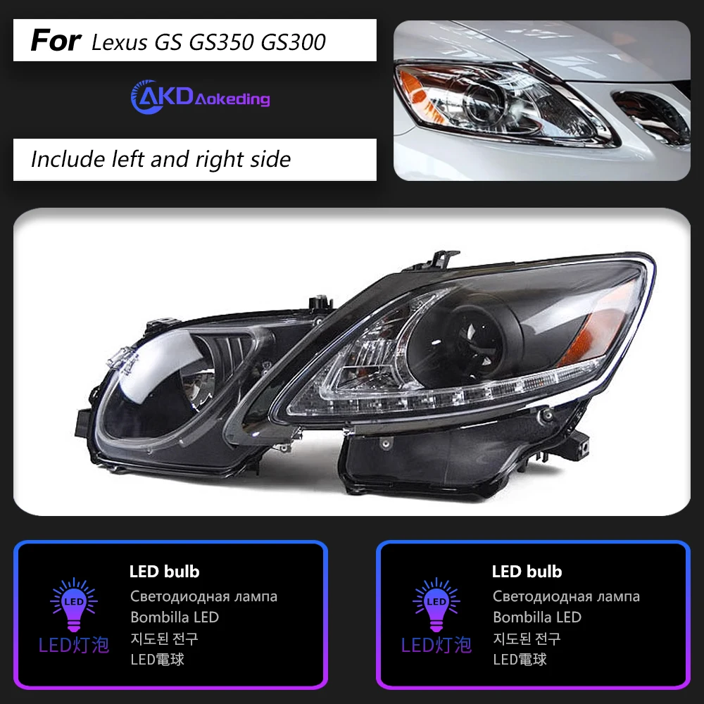 レクサス　LEXUS GS用　LEDフロントヘッドライトレンズ 左　レフト　美品 Lexus-LED車のヘッドライト,Xus gs 2004-2012 gs300 gs350用