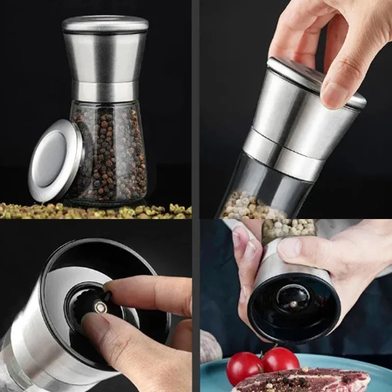 grinder stainless steel salt and pepper mill manual food herb grinders spice jar containers kitchen gadgets spice bottles glass 5 Grinder Stainless Steel Salt and Pepper Mill Manual Food Herb Grinders Spice Jar Containers Kitchen Gadgets Spice Bottles Glass 5