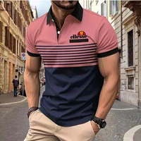 Polo ellesse pour homme de qualité supérieure : matière douce pour la peau, col et poignets contrastés, rayures horizontales avec logo ellesse classique 6