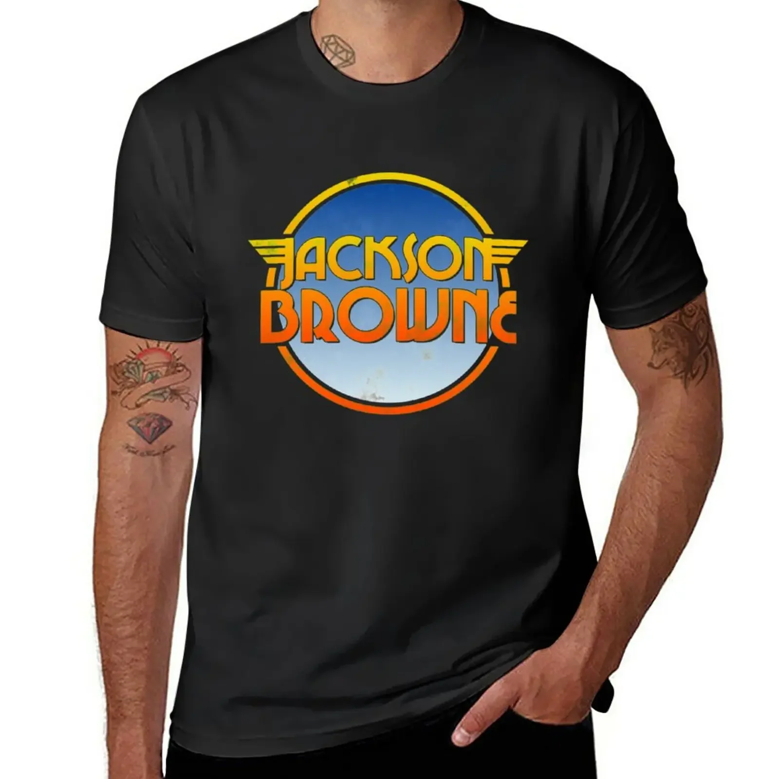 

Jackson Browne 70s Retro Distressed Emblem Tribute T-Shirt korean fashion customs mens t shirts pack