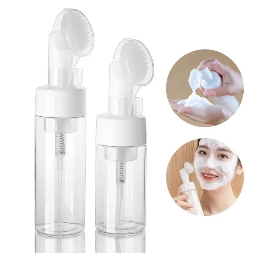 100ml Empty Facial Cleanser Mousse Foam Gel With Brush Foam Bottle Pressure Type Cleansing Milk Foaming Soap Pump Dispenser foaming and drying with drawstrings wooden bead massage shower sponge sisal soap bag foam maker soap storage bags soap saver