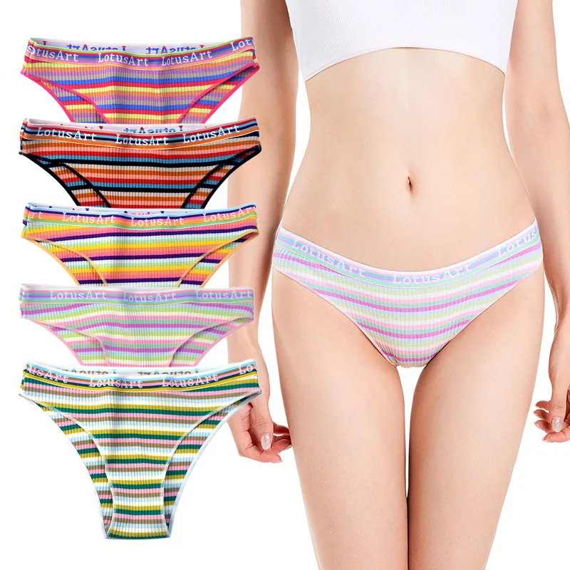 

Large Size Cotton Panties Less Ladies Low Waist Threaded Panties Student Sexy Briefs Letters Sports Breathable Women's Panties