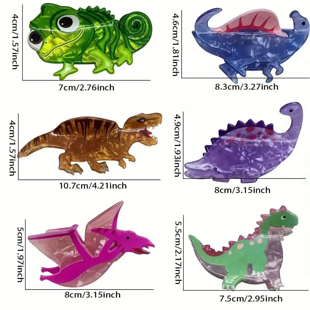 Acrylic Dinosaur Hair Clips for Women and Girls