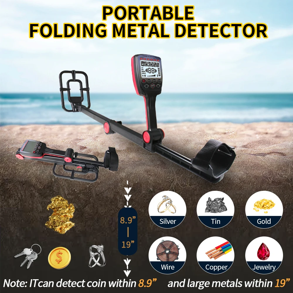 ProfessionalFoldableMetalDetectorWaterproofAdjustableFolding