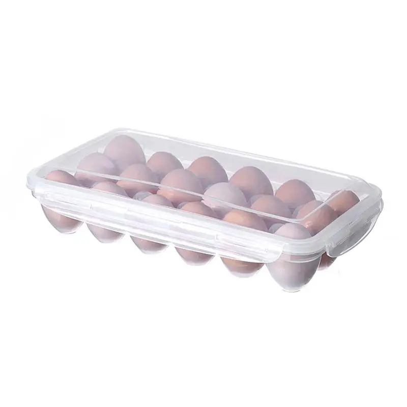 

New Egg Storage Box With Lid Kitchen Refrigerator Egg Box Egg Drop Rack Egg Storage Box Fridge Egg Organizer 1018 Grid Egg Tray