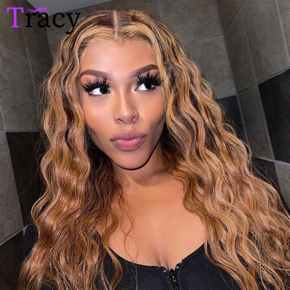 Loose Deep Wave Lace Frontal Wig Highlights Tracy Hair Wig Human