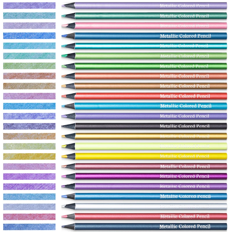 12 Color Metallic Colored Pencils Drawing Sketching Set Painting Colour Pencils Art Supplies for Artist 12 Pcs Set