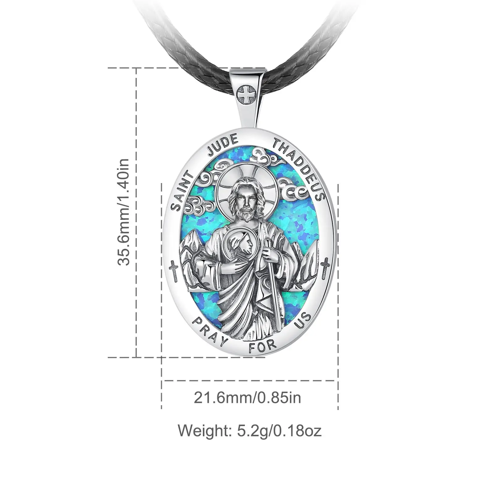 Collana in argento sterling con San Giuda, collana in argento sterling con San Giuda Apostolo, ciondolo con San Giuda, collana in argento con San Giuda Taddeo - Italia