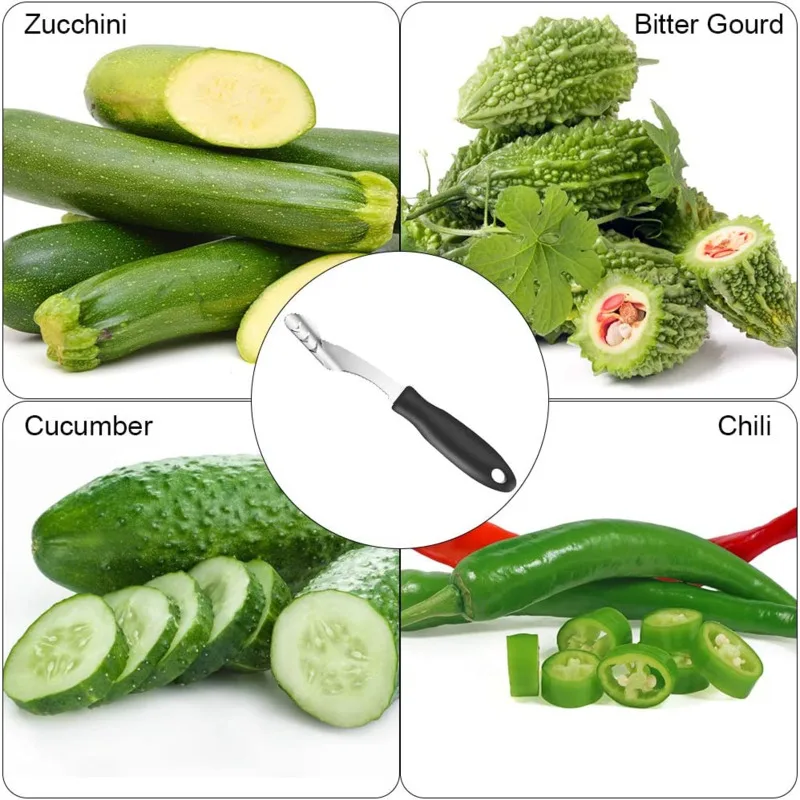 Jalapeno Pepper Corer Stainless Steel Chili Corer Remover kitchen Tool with Serrated Slice and Rubber Handle Easily Seed Remover