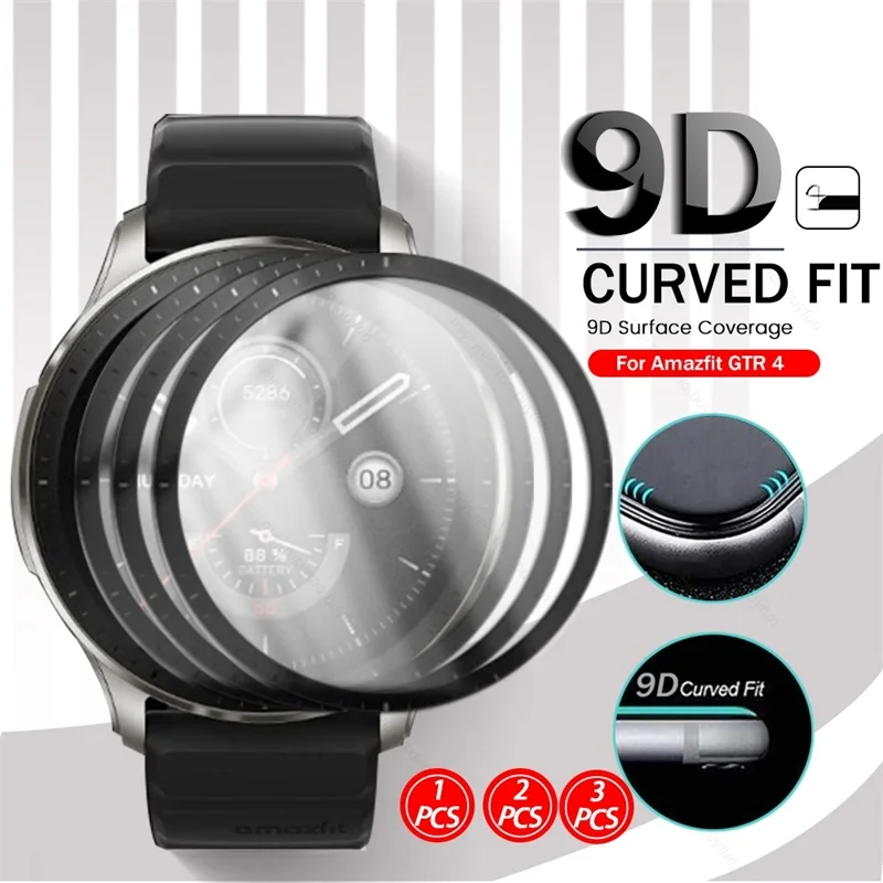 

1-3PCS 9D Curved Soft Fiber Protective Glass For Amazfit GTR 4 Smartwatch Full Screen Protector Guard Cover Film On Amazfit GTR4