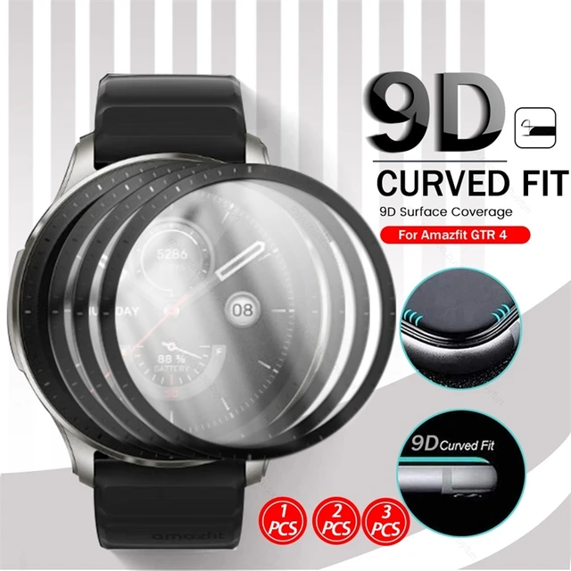 Protector de pantalla para reloj inteligente Amazfit GTR 4, película  protectora de fibra suave curvada 9D, 1-3 piezas - AliExpress