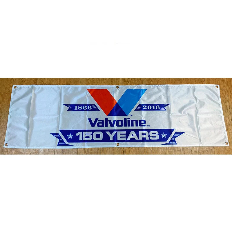 130Gsm 150D Materiale Poliestere Valvoline Oil Banner 1.5Ft * 5Ft (45*150Cm) Dimensioni Pubblicità Decor Flag Yhx281