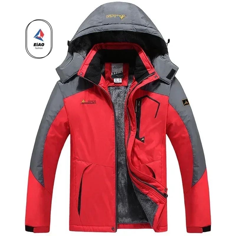 Autumn Winter Men's Windbreaker Waterproof and Warm Outdoor Hiking and Fishing Multi Pocket Wear-resistant Thick Jacket Men Coat