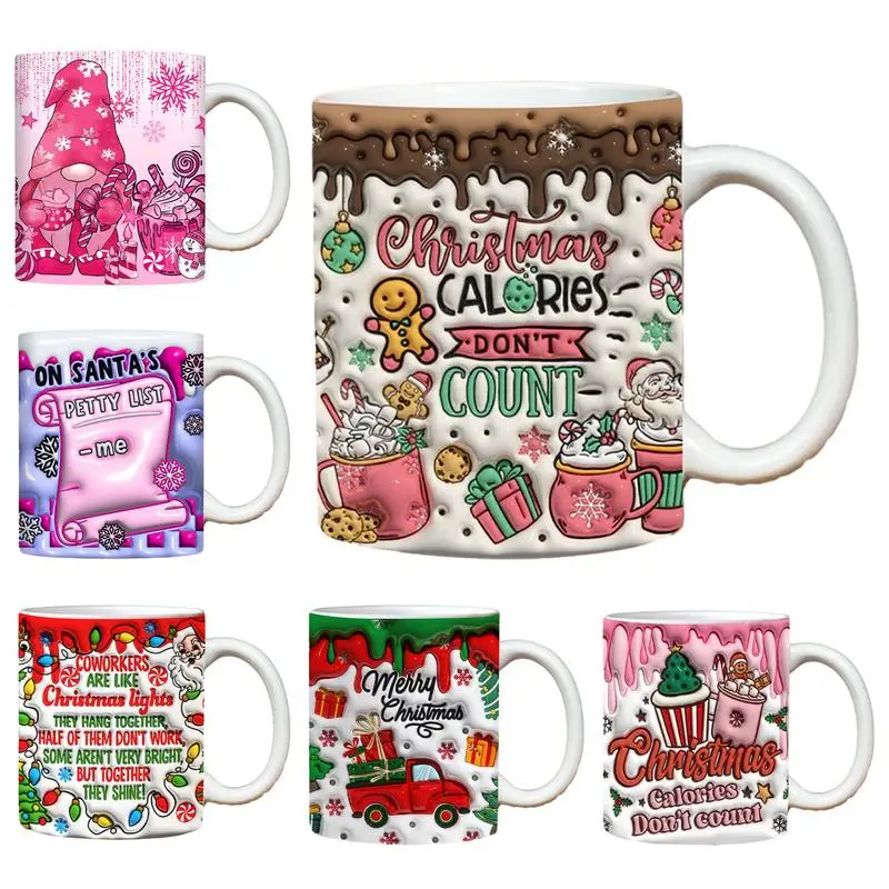 

3D Christmas Coffee Mug Ceramic Coffee Mark Cup Multifunctional Creative 350ml Cute Tea Cup With Handle For Home Decor Ornaments