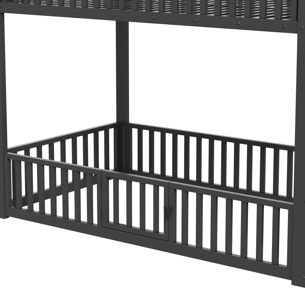 90x200cm & 140x200cm Etagenbett mit Stauraum und sicherer Position, Kinderbett mit integrierter LED-Beleuchtung, Sicherheitstreppe – Detail 14