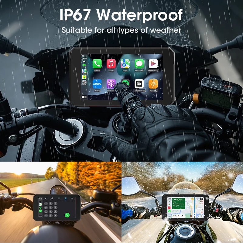 Navigazione per moto da 5 pollici Wireless CarPlay Android Auto Dual Bluetooth IPX7 Display impermeabile Supporto per monitor Moto TPMS - immagine 5