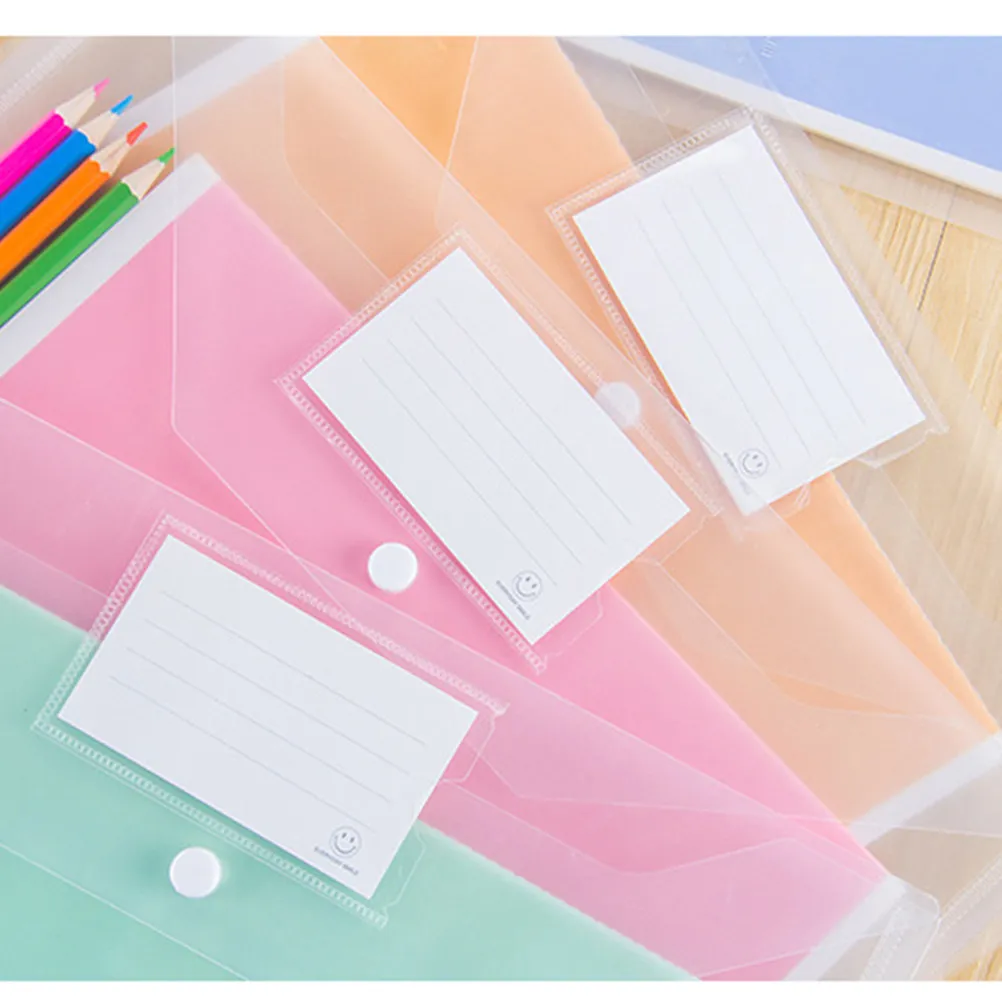 10Pcs A4 플라스틱 문서 폴더(스냅 버튼 포함) 사무실 학교 비즈니스용 투명 파일 정리함(물 사용 가능)