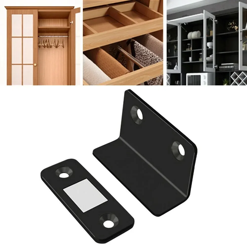 Strong Magnetic Door Closer Furniture Cabinet Wardrobes Cupboard Magnet Door Latch With Screw/Sticker L Shaped Ultra Thin H 4Pcs