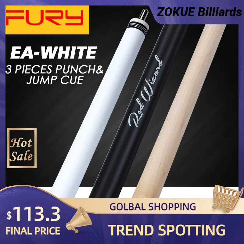 Fury Eawhite Billiards Punch&jump Cue Stick 13.5mm Tip Costeffective